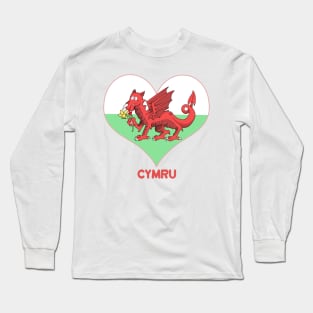 Welsh Dragon With Heart Long Sleeve T-Shirt